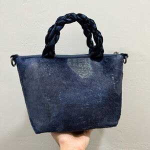 Multi Use Handmade Genuine Hair-On Calfskin & Braided Top Handle Bag/ Crossbody